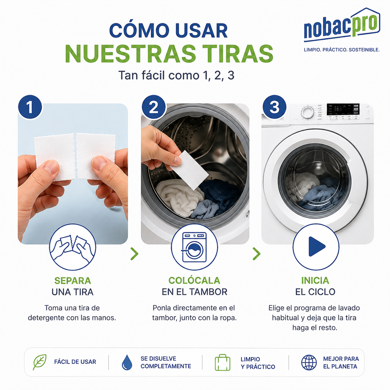 Detergente en Tiras sin Fragancia