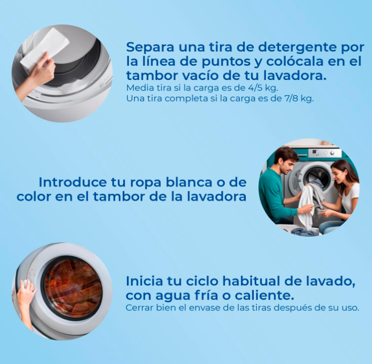 Detergente en Tiras sin Fragancia